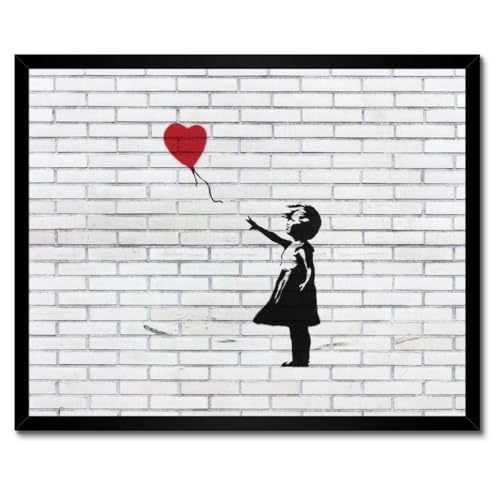 Poster Banksy Balloon Girl avec cadre blanc 50x40 cm pour salon