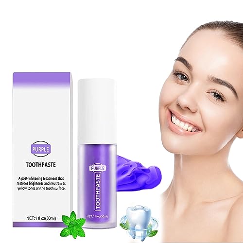 Colour Corrector, Tooth Stain Removal, Purple Toothpaste, Purple Toothpaste for Teeth Whitening, Teeth Whitening Toothpaste, Deeply Cleaning Gums, Brightness and Reduce Yellowing (30 ml)