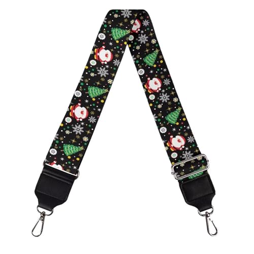 Christmas Tree Snowflake Crossbody Bag Strap with Santa Claus Print, Women's Handbag Accessories, Shoulder Bag Wide Canvas Adjustable 29.9-50.3 Inches