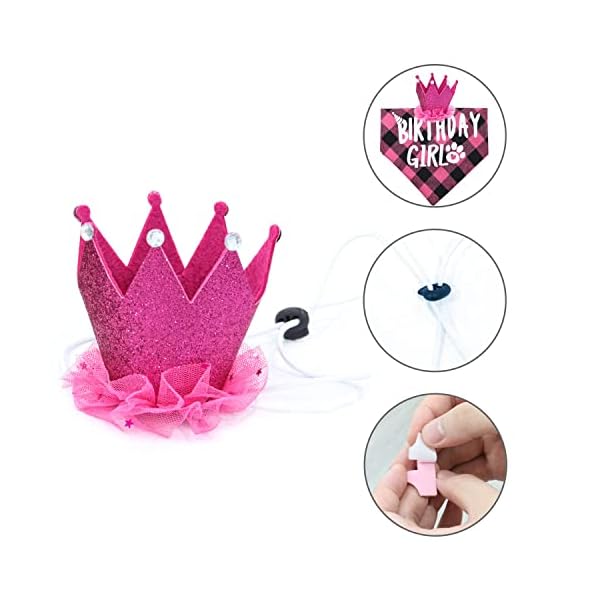 Dog birthday bandana - girl dog birthday hat with number - dog birthday supplies for small and medium dog pet - image 4