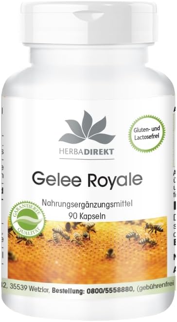 Royal jelly extract 500mg – 90 capsules, 4-fold concentrated of 2000mg royal jelly – Royal jelly – high dose | HERBADIREKT – German pharmacist quality Royal jelly extract 500mg – 90 capsules, 4-fold concentrated of 2000mg royal jelly – Royal jelly – high dose | HERBADIREKT – German pharmacist quality
