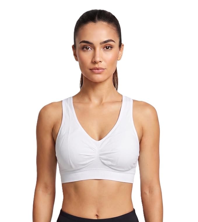 Image of Seamless Comfort: Padded Slip-On Sports Bra for Women - Effortless Support and Style (Free Size-Best for 30 to 36 Boob Size)