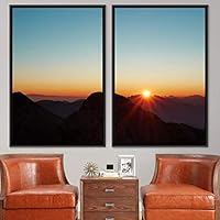 2 Piece Framed Canvas Wall Art Sunset in The Mountains Canvas Prints Home Artwork Decoration for Living Room,Bedroom - 16