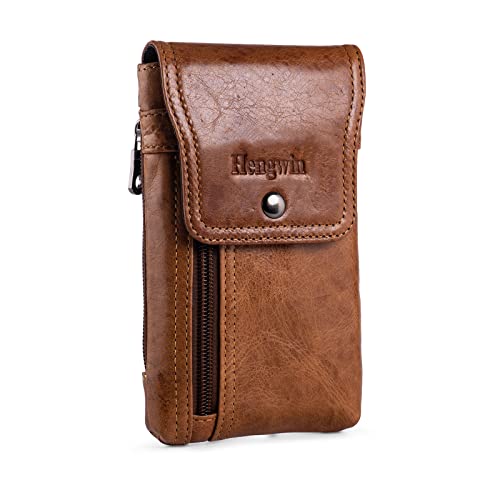 Hengwin Men’s Mobile Phone Pouch, Belt Phone Holster with Clip for iPhone 15 Pro, 15