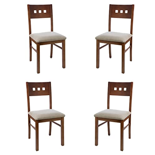 Sillas Comedor Pack 4 Madera con Tela Marca ECO SILLA Y DESCANSO