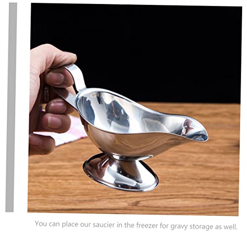 HOLIDYOYO 3pcs Stainless Steel Juice Boat Fruit Syrup Coffee Milk Creamer Honey Syrup Gravy Jug Sauce Pitcher Condiment Bowls Sauce Containers Side Seasoning Dish Grease Separator Silver