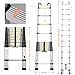 EvaStar 15.5FT Telescoping Ladder, Aluminum Lightweight Extension Ladder w/Hooks & Stabilizers, 330lbs Capacity Collapsible Ladders, Extension Telescopic Ladder for Home, Outdoor, RV - Silver