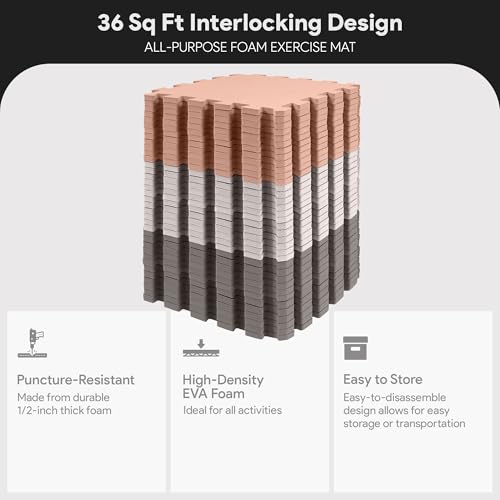 image for BalanceFrom 36-Pack 12x12 Inches EVA Interlocking Foam Play Tile Mat, 