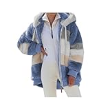  Manteaux Polaire Zippée pour Femme Mode en Peluche à Capuche Épaissir Blouson Chaud Hiver Décontractée Doux Ample Veste