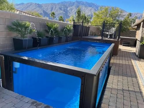 Luxury Shipping Container Swimming Pool Fiberglass Above Ground Compact Plunge Pool for Small Yard Patio Garden Outdoor Relaxation