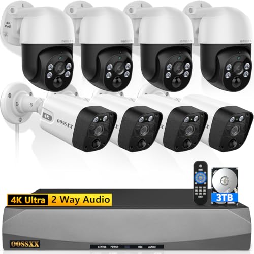 (Auto Tracking) 4K 2-Way Audio PTZ PoE Outdoor Wired Security Cameras System Home Wired Cameras...