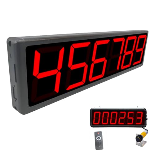 Contador Digital Industrial, Contador con Pantalla LED de 3 Pulgadas y 6 Dígitos, Inducción Ajustable (0.3-0.7m), Memoria por Interrupción de Energía, Conteo de Alta Velocidad (0-999999) para Líneas