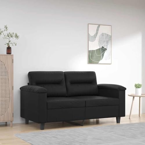 Kaloriko Canapé 2 places noir en cuir synthétique de 120 cm de largeur d'assise avec cadre en métal solide pour salon et bureau Design moderne pour un...