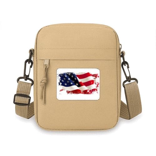 Sac à main à bandoulière pour téléphone portable à motif étoiles et rayures bleu et blanc