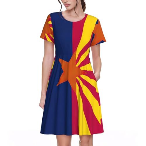 Robe d'été mi-longue Arizona State Flag EdWal à manches courtes