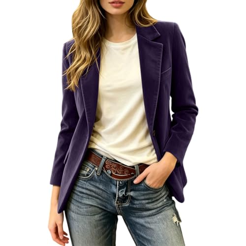 Women Corduroy Blazer Jackets Long Sleeve Office Work Dressy Coats