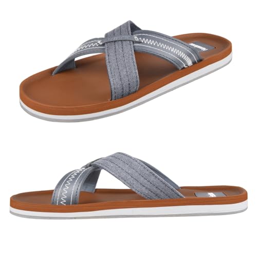 Harssidanzar Men Summer Cross Slide Sandals Comfort Lightweight Arch Support Slides Sandals KM234US3