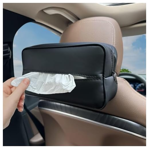 Witaxima Large Car Tissue Holder for 120 Standard Tissues, Premium PU Leather Tissue Holder in Car Backseat Rectangular, Napkin Holder for Car Fits for Kleenex Tissues Box Daily Use (Black)
