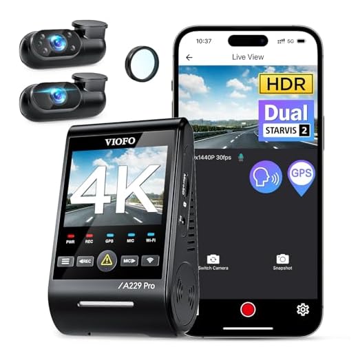 VIOFO A229 Pro 3 Channel 4K HDR Dash Cam, Dual STARVIS 2 Sensors IMX678 & IMX675, 4K+2K+1080P Front Inside and Rear Triple Car Camera, 5GHz WiFi GPS, Voice Control, 24H Parking Mode, Support 512GB