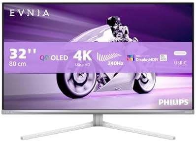 Philips 32M2N8900AM 31.5 inch UHD Monitor 240Hz, QD-OLED Panel, 0.03ms GtG, Adaptive Sync, HDR400 TrueBlack, FreeSync Prem. Pro, G-Sync Comp., Speakers (3840x2160 HDMI 2x 2.1 DP 1x 1.4 USB Hub) Silver - 2