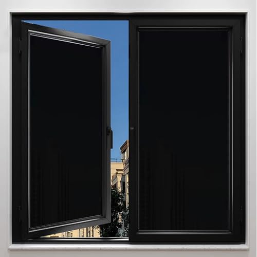 Pellicola Adesiva per Vetri Finestre Privacy 50 x 150 cm con Protezione Solare – Blocca 95% Dei Raggi UV Pellicola per Finestre per Casa, Ufficio, Negozi, nero opaco