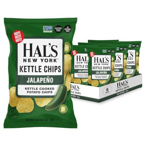 Hals New York Kettle Cooked Gluten Free Jalapeno Flavored Potato Chip Crisps, 2 Oz (Pack of 6)