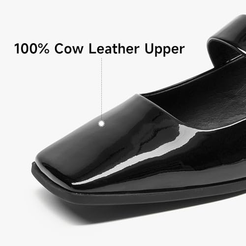 BEAU TODAY Mary Jane Flats for Women, Patent Leather Ballet Flats Shoes, Square Toe Comfortable Business Casual Buckle Non-Slip Ladies Dress Shoes4