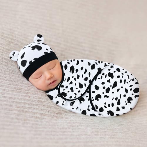 Image of Cinaci 2 Pieces Adjustable Soft Cotton Baby Swaddle Sleep Sacks Hats Newborn Nursery Caps Beanies Bonnets Swaddle Blanket Wraps for Baby Girls Boys Infants Newborns (2PCS S14)