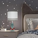 Kids Bedside Table Lamp, Adorable 14 Inch Rocket Ship Design with Cute Lampshade, Space lamp Ideal for Children's Bedroom Decor, Includes LED Bulb - Image 2