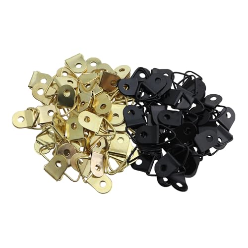 Image of 100PCS 21x10mm Gold and Black Decorative Triangle Hanging Ring Picture Frame Hook Metal Clock Artwork Ring Suitable for Clock and Artwork