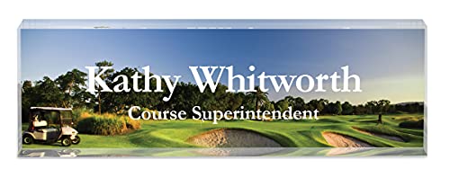 Infusion Personalized Office Desk Name Plate Acrylic Glass Block (8 x 2.5 x 1.25", Golf Green)