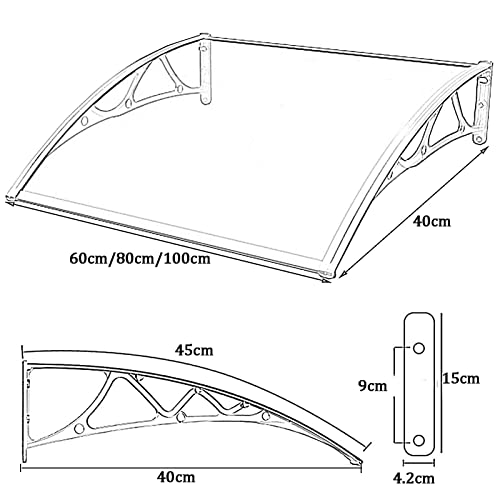 Wiging Window Awning Door Canopy, 40X60Cm/60X80Cm/80X80Cm Front Door Outdoor Garden Porch Patio Roofing Cover For Uv Rain Snow Protection (Color : Brown, Size : 40X60Cm) #TOP1