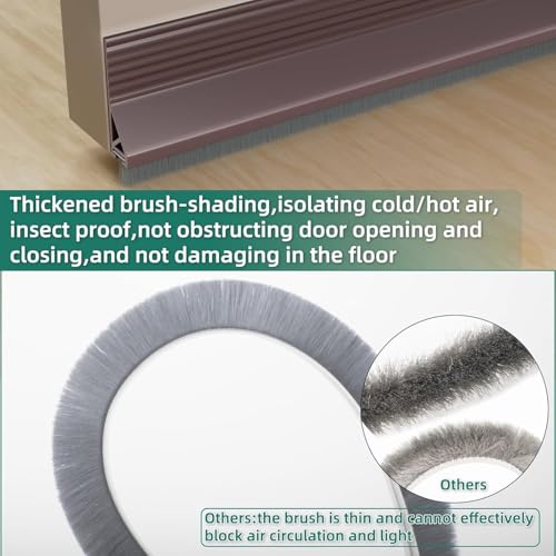 Image of URBANMONK 2-Pack Door Bottom Sealing Strip with Brush | Self Adhesive Door Gap Filler Rubber with | Bottom Sealing Strip Guard | Protector from Cockroach, Insect, Bugs, Air & Dust | Grey