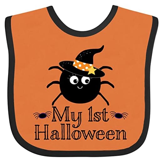 inktastic My 1st Halloween Witch Spider Baby Bib Orange and Black 37d41