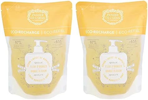 Panier des Sens Orange Blossom Liquid Hand Soap refills, Liquid Marseille Soap - Made in France 96% natural - 2x 16.9Floz/500ml