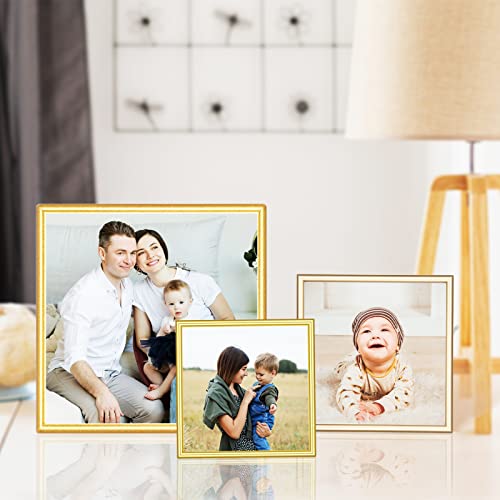 Autjvy 4X4 Picture Frame Champagne Brushed Modern Simple Thin Aluminum Metal Photo Frame With Hd Real Glass, Display For Tabletop And Wall Collage. (2 Pack) #TOP1