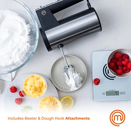 Masterchef Hand Mixer Electric, Handheld Egg Beater With Whisk Attachments And Dough Hooks, Stainless Steel Cake Accessories For Baking, Whipping Machine With Dishwasher Safe Parts, 6 Speed Settings #TOP3