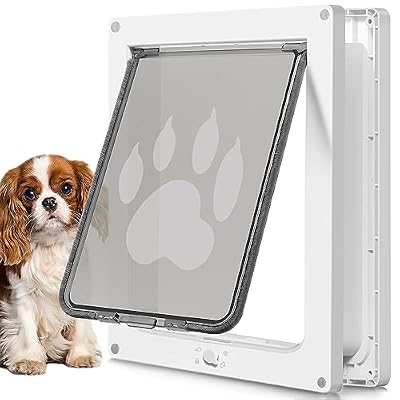 CEESC Dog Door for Pets Up to 20 lb, Weatherproof Pet Door for Cats and Dogs, Durable, Snap-in Closing Panel Included, Suitable for Interior and Exterior Doors(Small White)
