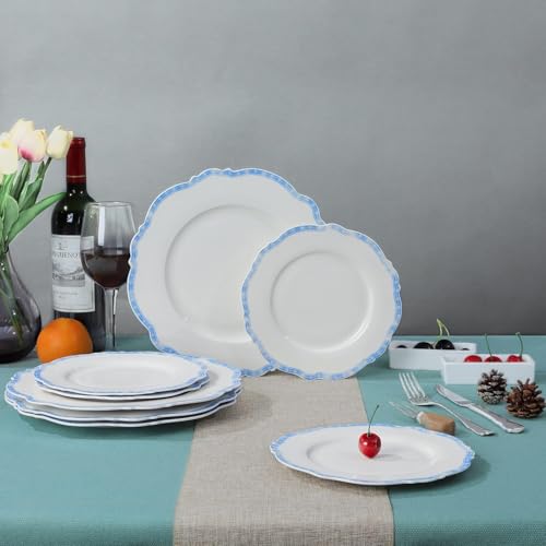 fanquare 8 Inch Blue Floral Rim Porcelain Salad Plates Set of 4 by fanquare - Used condition - Image 4
