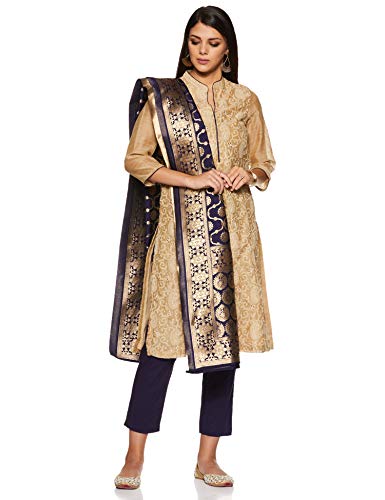 Biba Beige Poly Cotton Straight Suit Set Size 34