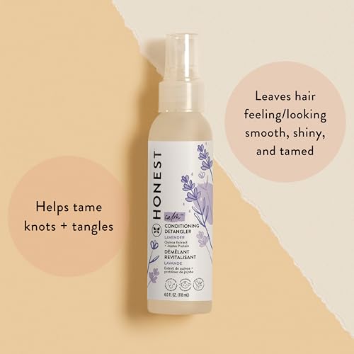 The Honest Company HU-XI-201 Conditioning Hair Detangler | Leave-In Conditioner + Fortifying Spray | Tear-Free, Cruelty-Free, Hypoallergenic | Lavender Calm thumb #1