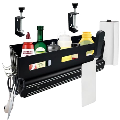 Griddle Caddy for Blackstone 28"/36" Griddles, Space Saving Grill Accessories for Blackstone Griddle Accessories, Versatile BBQ Accessories Storage Box with Magnetic Tool Holder & Paper Towel Holder