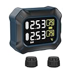 OBEST Moto TPMS, Sistema di Monitoraggio Della Pressione dei Pneumatici Senza Fili, Controllo Pressione dei Pneumatici Temperatura, Display LCD USB Power con 2 Sensori Esterni