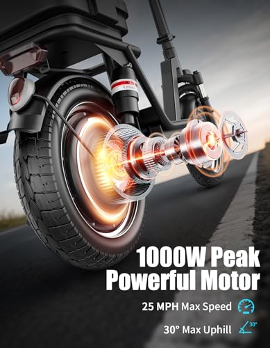 1000W Peak Motor Electric Scooter for Adults, 25MPH Top