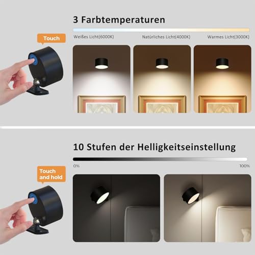 Aplique de pared LED interior a batería con mando y luz RGB regulable pack de 2 3