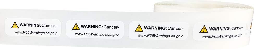 California Proposition 65 Cancer Warning Labels Short Form .5 x 1.5 Inch 500 Adhesive Stickers