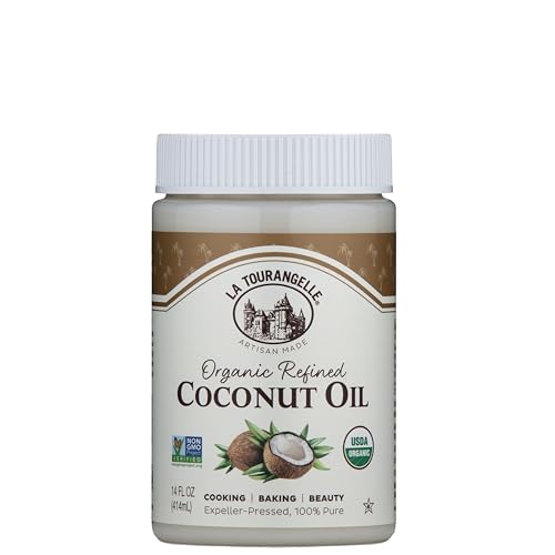 La Tourangelle, Organic Coconut Oil, Refined, For Cooking, Baking, Hair, and Skin Care, Expeller Pressed, 14 fl oz