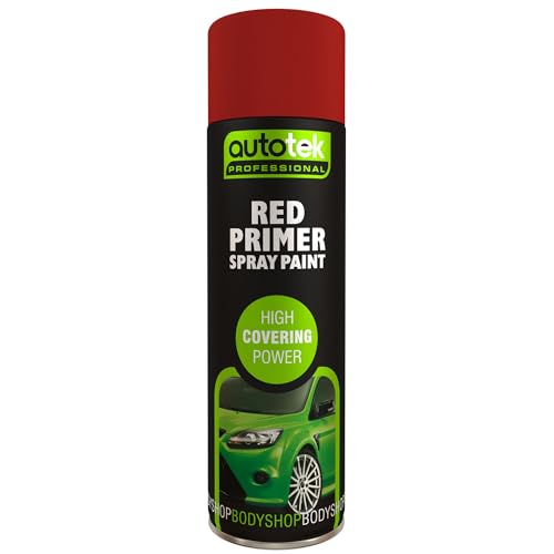 Autotek Professional High Covering Power Spray Paint, Red Primer, 500 ml