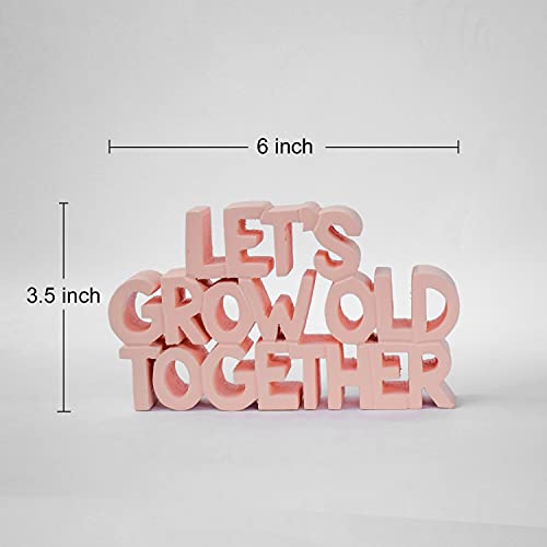 Image of NUKKAD TALES Lets Grow Old Together Peach Showpiece Home Decor Items for Bedroom Birthday Gift Items for Couples (8 x 4.50 inch), Recycled Material /MDF