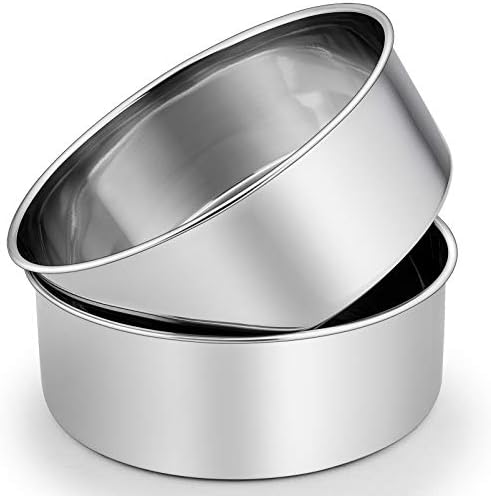 P&P CHEF 8 Inch Cake Pans Set, Round Baking Pan Stainless Steel Layer Birthday Wedding Cake Oven Pans, Non Toxic & Heavy Duty, Deep Side & Mirror Finish, Dishwasher Safe, (2Pcs) - Thumbnail 2